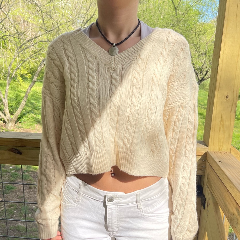 Cozy Cream Cable Knit Sweater